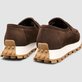 Resim Hakiki Nubuk Deri Kahverengi Kadın Loafer Ayakkabı Kahverengi 023 