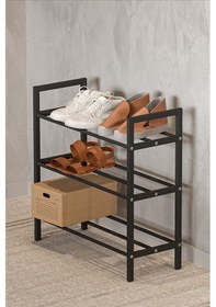 Resim Retodesign 3 Katlı Ekol Metal Ayakkabılık 1893 Siyah 