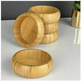 Resim Bambu Yuvarlak Çerezlik Bambu Çerez Kasesi Bambu Kase 6 Adet 