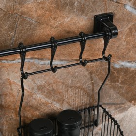 Resim Hagen 20 cm Vidasız Montaj Duvar Rayı 8li Askı ve Sepet Güçlü Yapıştırma Özellikli 