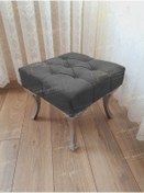 Resim Kapitoneli Makyaj Pufu Ayak Ucu Puf Gümüş Ayak 45 45 Antrasit 