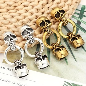 Resim Lingsai Kafatası Yaylı Halka Toka Seti, Gotik Moda Aksesuarı DIY Takı Yapımı için, Cadılar Bayramı Stili Alaşım Toka Bileklikler ve Kolyeler için - 1 Set 