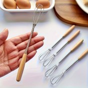 Resim 1 Paket Ahşap Saplı Paslanmaz Çelik Mini El Tipi Çırpıcı - Manuel Yumurta Çırpıcı, Süt Köpürtücü & Kahve Mikseri için Pişirme, Karıştırma, Cappuccino'lar - Dayanıklı Pas Dirençli Mutfak Aracı, Elektrik Gerekmez, Ergonomik Tasarım, Sağlam Mutfak Eşyası 