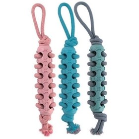 Resim Eastland Kemik Desenli İpli Plastik Köpek Çiğneme Oyuncağı 46 Cm 