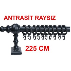 Resim Antrasit Raysız Ahşap Rustik Perde Askısı Rustik Borusu 225 Cm 