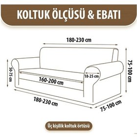 Resim Koltuk Örtüsü Jakarlı Esnek Ve Lastikli 3 Kişilik Antrasit 