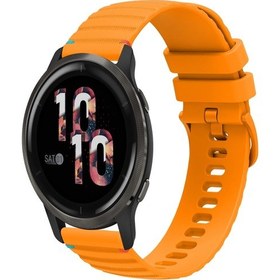 Resim Garmin Venu 2 Dalgalı Noktalı Dikişli 22mm Silikon Saat Bandı Amber Sarı İçin 