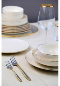 Resim Tabak Evi Sofia Altın Yaldız Porselen Yemek Takımı 24 Parça 6 Kişilik Beyaz - Altın 