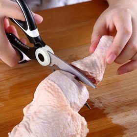 Resim Paslanmaz Çelik Mutfak Makası: Tavuk Kemikleri, Ev Kullanımı ve Barbekü Yemek Hazırlığı İçin Büyük, Güçlü ve Keskin 