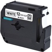 Resim Kangvka Brother M-k231 12mm Etiket Şeridi - Siyah Yazılı Beyaz Zeminli 8m Uzunluk 