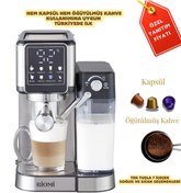 Resim RİOMİ Barista Otomatik 7 Çeşit 20 Bar Basınçlı Süt Köpürtücülü Espresso Makinesi 