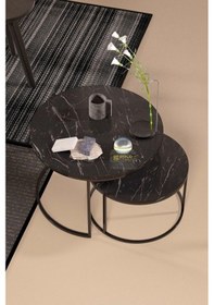 Resim Uslucan Alışveriş Orta Sehpa Ikili Lüx Specıal Siyah Mermer Desen 9044 Çok Renkli 