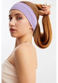 Resim Kadın %100 Pamuklu Penye, Kaymaz, Terletmez, Ultra Hafif, Spor Saç Bandı Bandana - Tek Ebat / Lila Lila 
