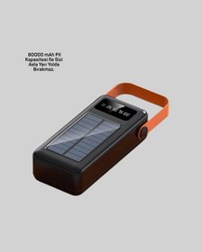 Resim Ceylan Adam 80000 Mah Solar Powerbank Göstergeli Fenerli Hızlı Şarj Taşınabilir Şarj Cihazı Çok Renkli 