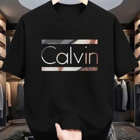 Resim Erkekler için Rahat Spor Kısa Kollu T-Shirt - Yazlık Rahat Giyim, "CALVIN" Deseniyle Baskılı, Siyah, Hafif Polyester Kumaş, Yuvarlak Yaka, Makine Yıkanabilir 
