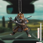 Resim 2D Düz, Akrilik Düz Kaplan Samurai Zırh Tasarımı İçin - Otel, Ev, Sırt Çantası, Anahtarlık Dekorasyonu İçin İnce Kılıç Kullanan Kaplan Savaşçı Kolye - İdeal Hediye 