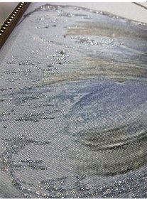 Resim Ayna Çerçeveli Beyaz Simli Kelebekli Kanvas Tablo 