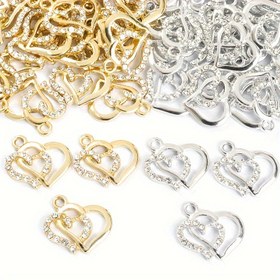 Resim 10 Adet Parlak Taşlı Kalpli Kolye, Bileklik ve Küpe Seti - Şık Çift Aşk Kalp Tasarımlı Günlük Kullanım ve Düğün Takısı - Romantik Sevgililer Günü Hediyesi 