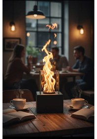 Resim Muko Siyah Biyoetanol Masaüstü Şömine - 1 Lt Copart Yakıt Hediye 