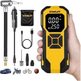 Resim Stanley Sxıf0101 12v / Şarjlı Li-ion 150 Psı Dijital Göstergeli Akıllı Lastik Şişirme Pompası+powerbank+sos+led Lamba 