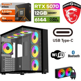 Resim MSI Msı-Şafak-Gaming Pc Ddr5 -Rtx 5070 12GB – Ryzen 7 9700X – 32GB -64GB Ddr5 Ram – 1 Tb M.2 SSD - Sıvı Sogutmalı - Windows 11 Pro Masaüstü Bilgisayar 