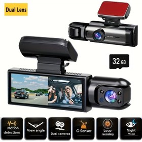 Resim 1080p Dual Camera, Dash Cam Dual Lens Car Dashboard Video Cam, 