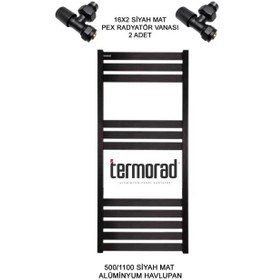Resim Mat Siyah Alüminyum Havlupan 50 x 110 Cm Termorad Petsa Slim +2 Ade N11.74 