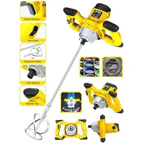 Resim Dragro DRG-3000KRŞT 3000 W Bakir Sargi 6 Kademe Elektirikli Alçı Boya Ve Harç Karıştırıcı Sarı 