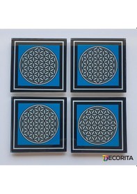 Resim Decorita Cam Bardak Altlığı 4'lü Takım Yaşam Çiçeği Çok Renkli 