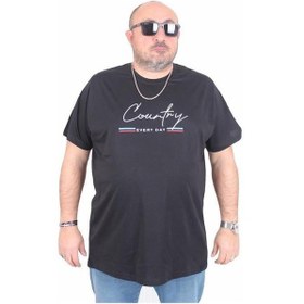 Resim Starbattal Erkek Büyük Beden Sıfır Yaka Tişört Country 25174 Sıyah Siyah 