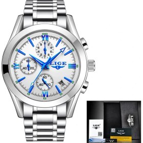 Resim Hanyang Beyaz Lıge Erkek Saatler Lüks Orijinal Paslanmaz Çelik Su Geçirmez Izle Erkekler Için Çok Fonksiyonlu Kuvars Kol Saati Altın Erkek Izle (Yurt Dışından) 