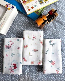 Resim Mutlu Gün Marketi Çok Amaçlı Müslin Örtü & Battaniye 3'lü Set %100 Pamuk Oeko-Tex Sertifikalı 80x80 Cm 