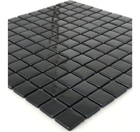 Resim Orient Mutfak,banyo ve Havuz Için Sade Siyah 25X25 Cam Mozaik ( 1 Koli = 10 File Karo = 1 m2 Fiyatıdır ) 