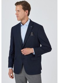 Resim İmza Koyu Lacivert Mono Yaka Bez Ayağı Tam Astar Esnek 4 Drop Comfort Fit Classic Ceket 1002250157 Koyu Lacivert 