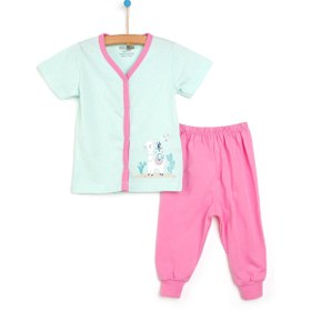 Resim HelloBaby Basic Kız Bebek Baharlık Kısa Kol Çıtçıtlı Pijama Takımı 