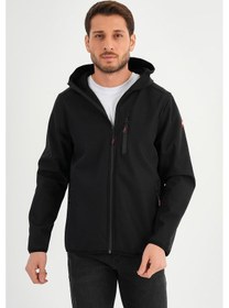 Resim Alexander Gardi Alexandergardı Fermuarlı İçi Polarlı Su İtici Softshell Kumaş Kapüşonlu Mont E24-mnt-01 Siyah 