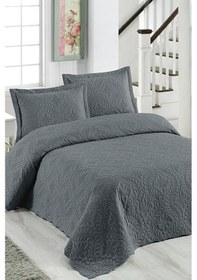 Resim Ivy Antrasit Çift Kişilik Microfiber Kapitone Yatak Örtüsü 