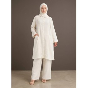 Resim Sile Atelier Sıle Atelıer Kadın Krem Pamuklu Dantel Detaylı Tesettür Tunik Yazlık Rahat 