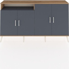 Resim Arges Konsol 4 Raflı 4 Kapaklı 176x30x99 Çam-antrasit Antrasıt/antrasıt - Atlas Çam 