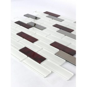 Resim Orient Mutfak,banyo,zemin Için Krom Bordo Desenli 23X73 Kristal Mozaik 