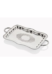 Resim Lamedore Engrave Border Dikdörtgen Gümüş Kaplama Sunum Tepsisi - 39x20x2 Cm 