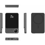 Resim Springsun Alüminyum Ultra İnce Magsafe Manyetik Şarj Cihazı 5000mah - 20w Pd Çift Yönlü Hızlı Şarj, Akıllı Led Ekranlı Taşınabilir Power Bank Gri 