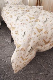 Resim BelezaHome Zürafa Zebra Desenli Tek Kişilik Çocuk Yorganı Uyku Seti 