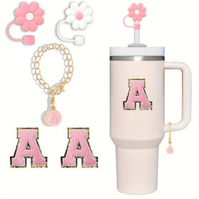 Resim 5 adet Silikon Bardak Aksesuarı - Peluş Nakışlı "AA" Tasarımı, Çiçek ve Pipetlik Kapağı, Spor Su Şişeleri için Toz Kapağı, Eğlenceli ve Fonksiyonel Hediye Fikri, Su Şişesi Aksesuarları, Şişe Kapağı, Eğlenceli Tasarım, Dayanıklı Kapağı 