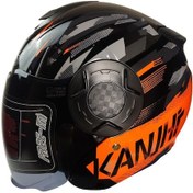 Resim Motoanl Motosiklet Arrow Yarım Double Güneş Vizörlü Abs Material Kapalı Kask Turuncu 