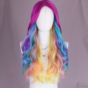 Resim AIDESHAIR Kadın Cosplay Gradyan Peruk - Hafif Kıvırcık Dalga Yüksek Sıcaklık Elyaf, Pastel Pembe ile Mavi Ombre Parti, Kostüm Etkinlikleri ve Günlük Giyim için, Kolay Klipsli Tasarım, Parti Aksesuarı, Sıkı Saç Stili, Güvenli Kafa Kapak 