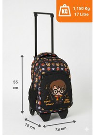 Resim Harry Potter Lisanslı Erkek Çocuk Okul Çantası - Çıkarılabilir Çekçekli - Bordo/siyah 2071 