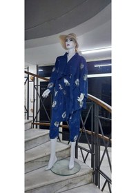 Resim Boho Şalvar Pantolon Asimetrik Ceket Takım Lacivert 