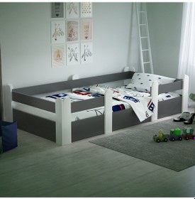 Resim Tuliplifeyapımarket Tuliplife Montessori Karyola Beyaz-Antrasit Çocuk Yatağı -303 Antrasit - Beyaz 