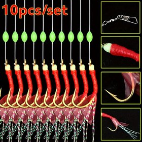 Resim 10'lu Set Premium Paslanmaz Çelik Balıkçılık Kancaları - Tatlı ve Tuzlu Su Balıkçılığı için Güçlü ve Dayanıklı Yem Kancaları - Yüksek Karbonlu Çelik İp Kancası Balıkçılık Aksesuarları 
